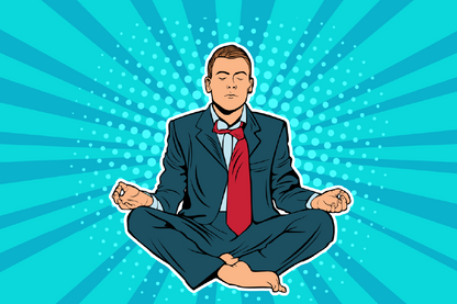 Businessman Doing Yoga Illustration Print 100% Australian Made