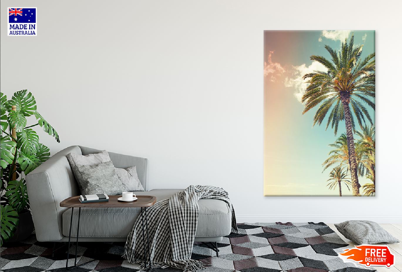 Palm Trees Over Cloudy Sky View Photograph Print 100% Australian Made