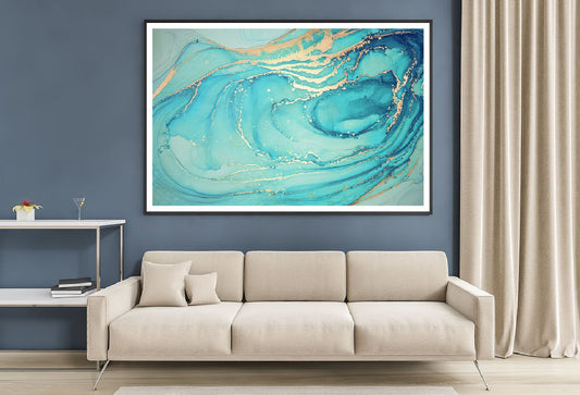 Green Blue & Gold Lines Abstract Design Home Decor Premium Quality Poster Print Choose Your Sizes