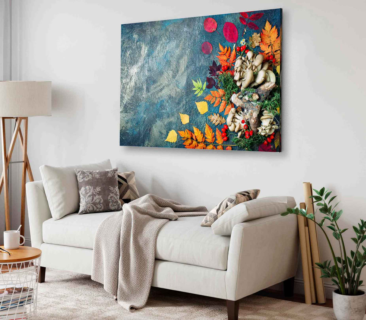 Bella Home Autumn leaves Mushrooms & Berries Print Canvas Ready to hang