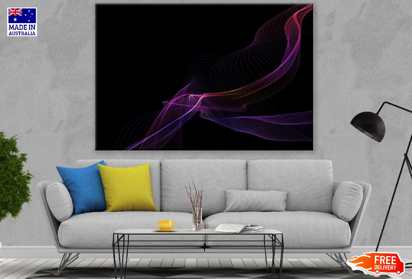 Purple Red & Blue Digital Lines Abstract Design Print 100% Australian Made
