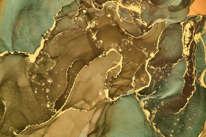 Brown Green & Gold Abstract Design Print 100% Australian Made