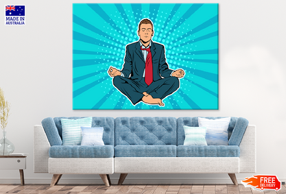 Businessman Doing Yoga Illustration Print 100% Australian Made