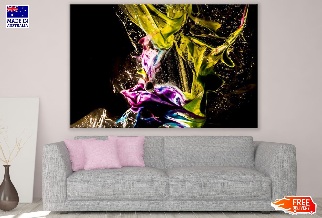 Pink & Yellow Color Splash Abstract Design Print 100% Australian Made