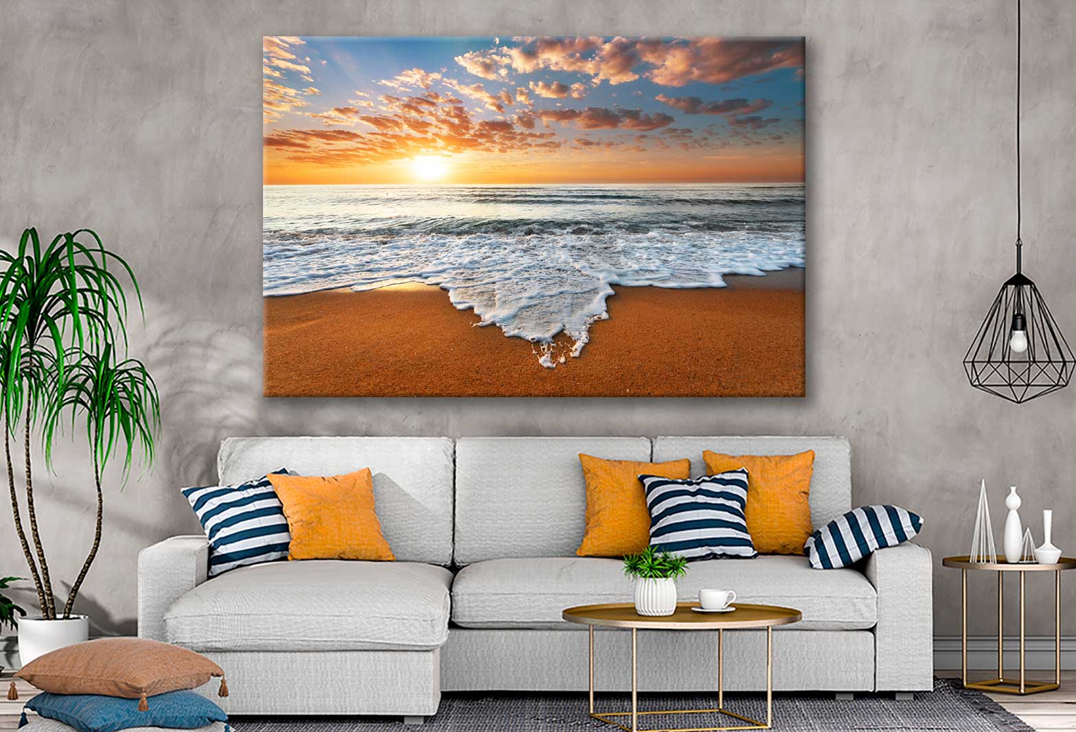 Bella Home Sea Waves Sand & Sunset Print Canvas Ready to hang