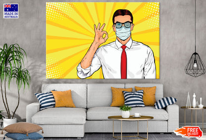 Man With Mask & Glasses Colorful Vector Print 100% Australian Made