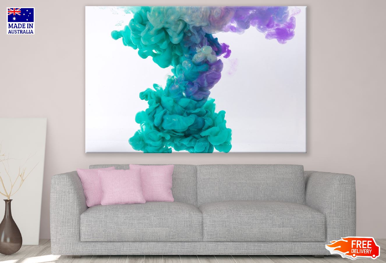 Green & Purple Smoke Abstract Design Print 100% Australian Made