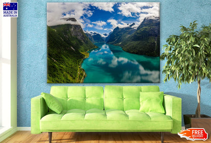 Sky View of Lake & Mountains Print 100% Australian Made