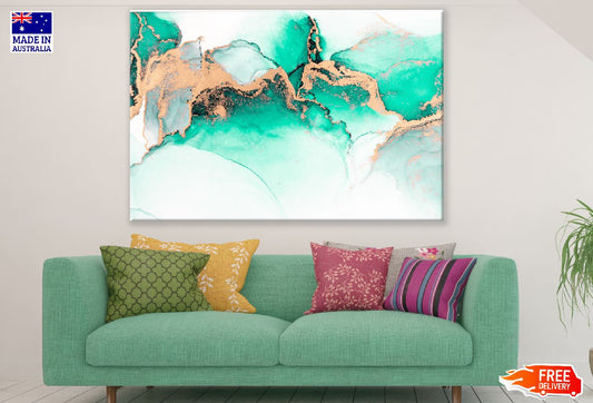 Green Gold & White Abstract Design Print 100% Australian Made