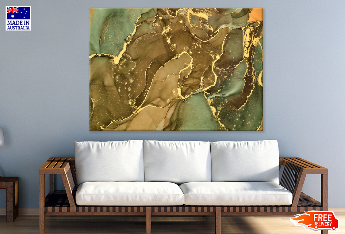 Brown Green & Gold Abstract Design Print 100% Australian Made