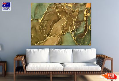 Brown Green & Gold Abstract Design Print 100% Australian Made