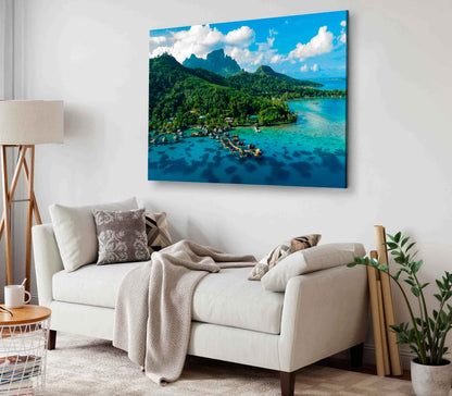 Bella Home Arieal View of Coral Reef Lagoon Print Canvas Ready to hang