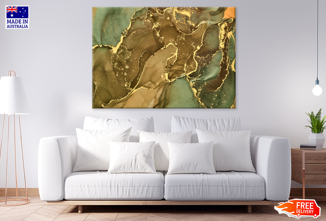 Brown Green & Gold Abstract Design Print 100% Australian Made