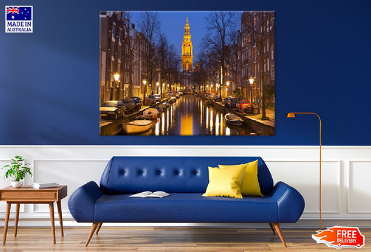 Church Tower & Canal Amsterdam Photograph Print 100% Australian Made