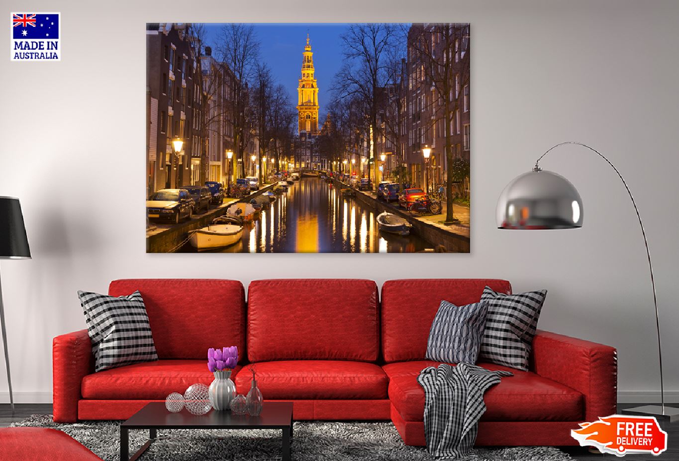 Church Tower & Canal Amsterdam Photograph Print 100% Australian Made