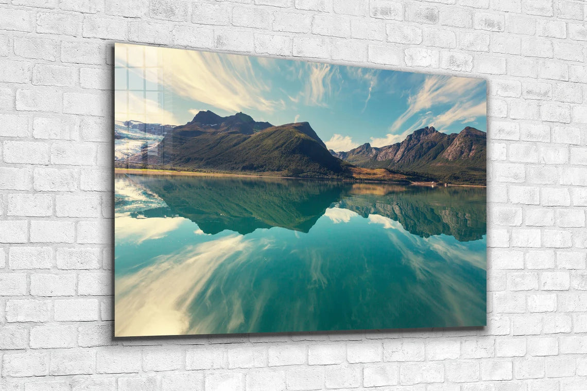 Mountain Lake Scenery Print Tempered Glass Wall Art 100% Made in Australia Ready to Hang