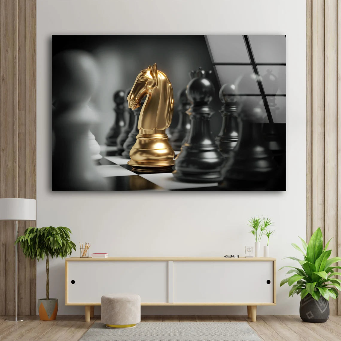 Gold & Black Chess Board Photograph Acrylic Glass Print Tempered Glass Wall Art 100% Made in Australia Ready to Hang