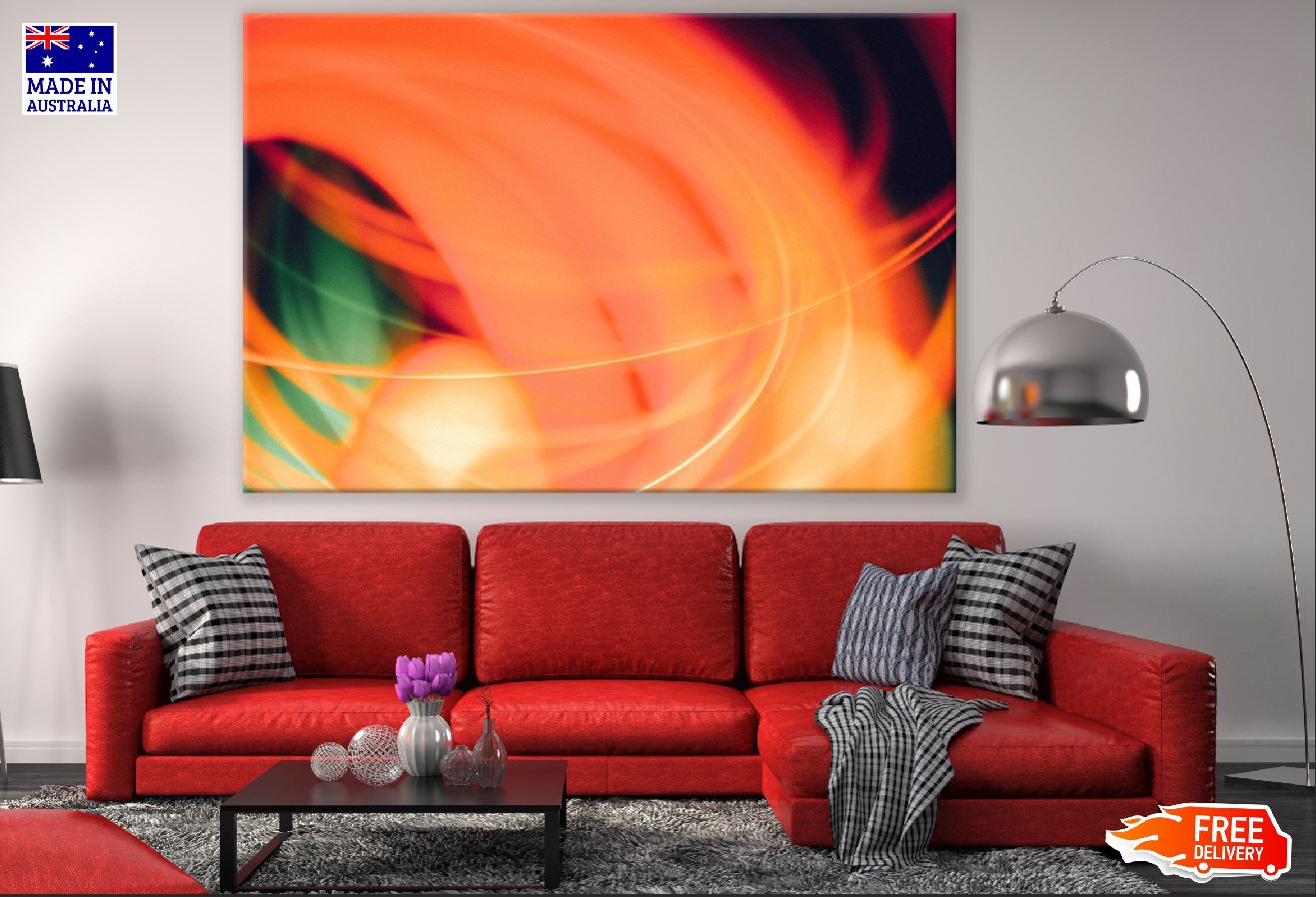 Orange & Green Digital Abstract Design Print 100% Australian Made
