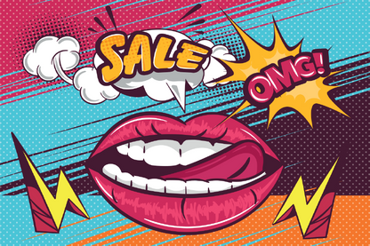 Girl Mouth & Sale Omg Quote Illustration Print 100% Australian Made