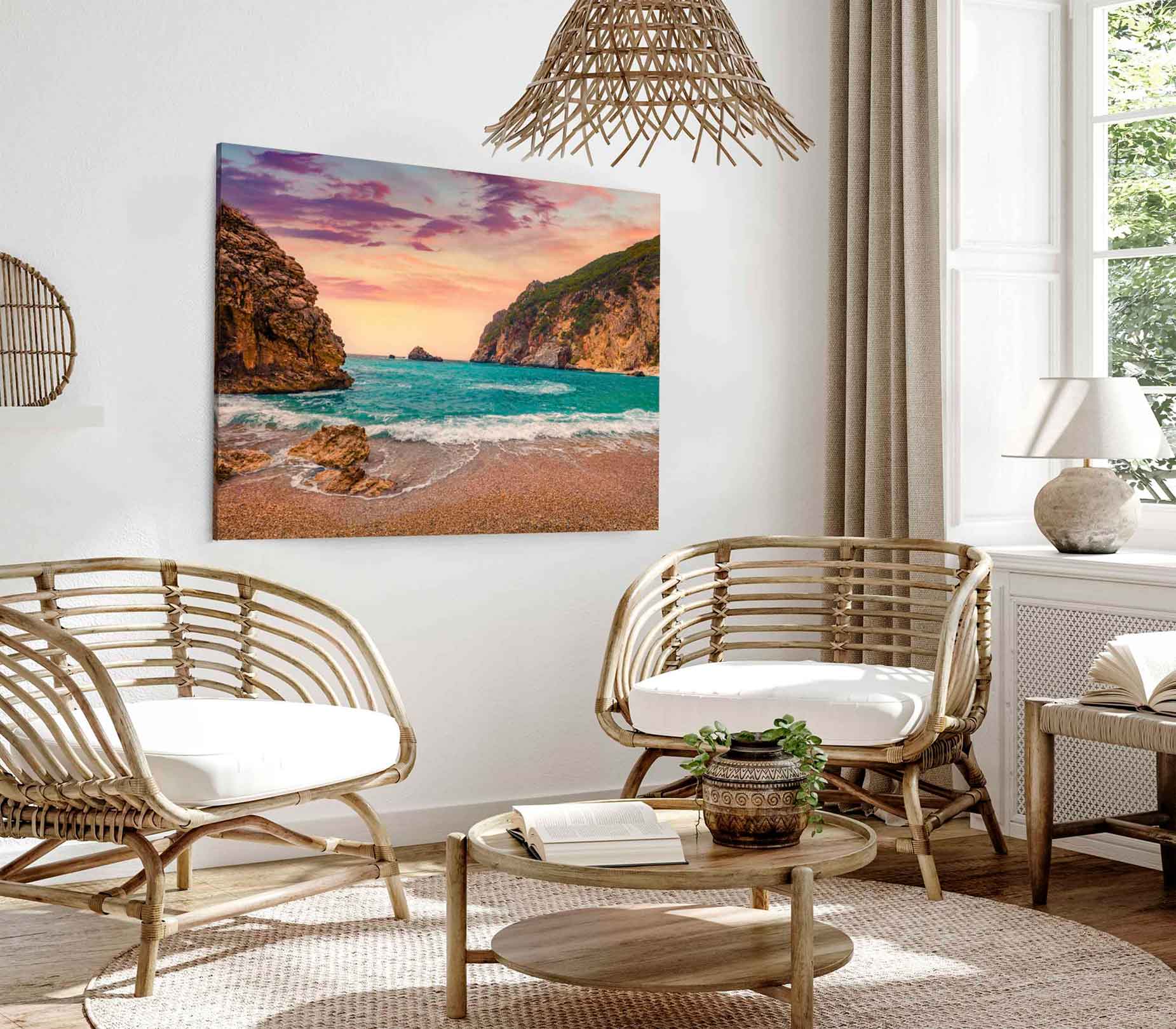 Bella Home Rock Ionian Sea With Huge Rocks Print Canvas Ready to hang