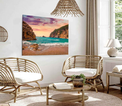 Bella Home Rock Ionian Sea With Huge Rocks Print Canvas Ready to hang