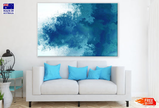 White & Blue Abstract Design Print 100% Australian Made