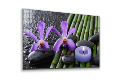 Zen Stones & Flowers Print Tempered Glass Wall Art 100% Made in Australia Ready to Hang