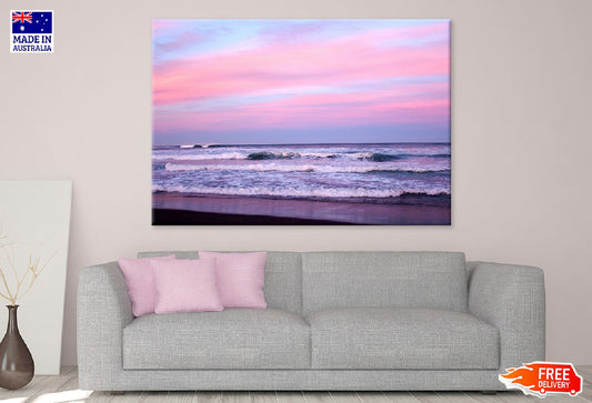 Pink Pacific Ocean Sea Scenery Photograph Print 100% Australian Made