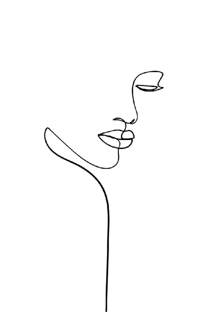 Woman Portrait B&W One Line Art Design Print 100% Australian Made