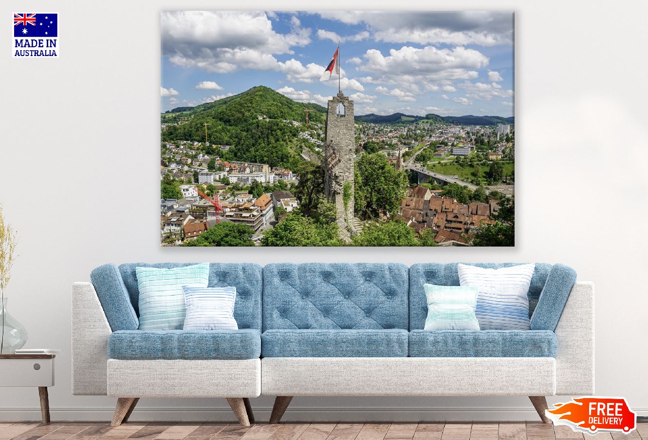 Baden Town in Switzerland Aerial View Photograph Print 100% Australian Made