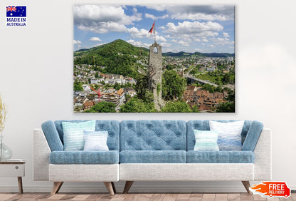 Baden Town in Switzerland Aerial View Photograph Print 100% Australian Made