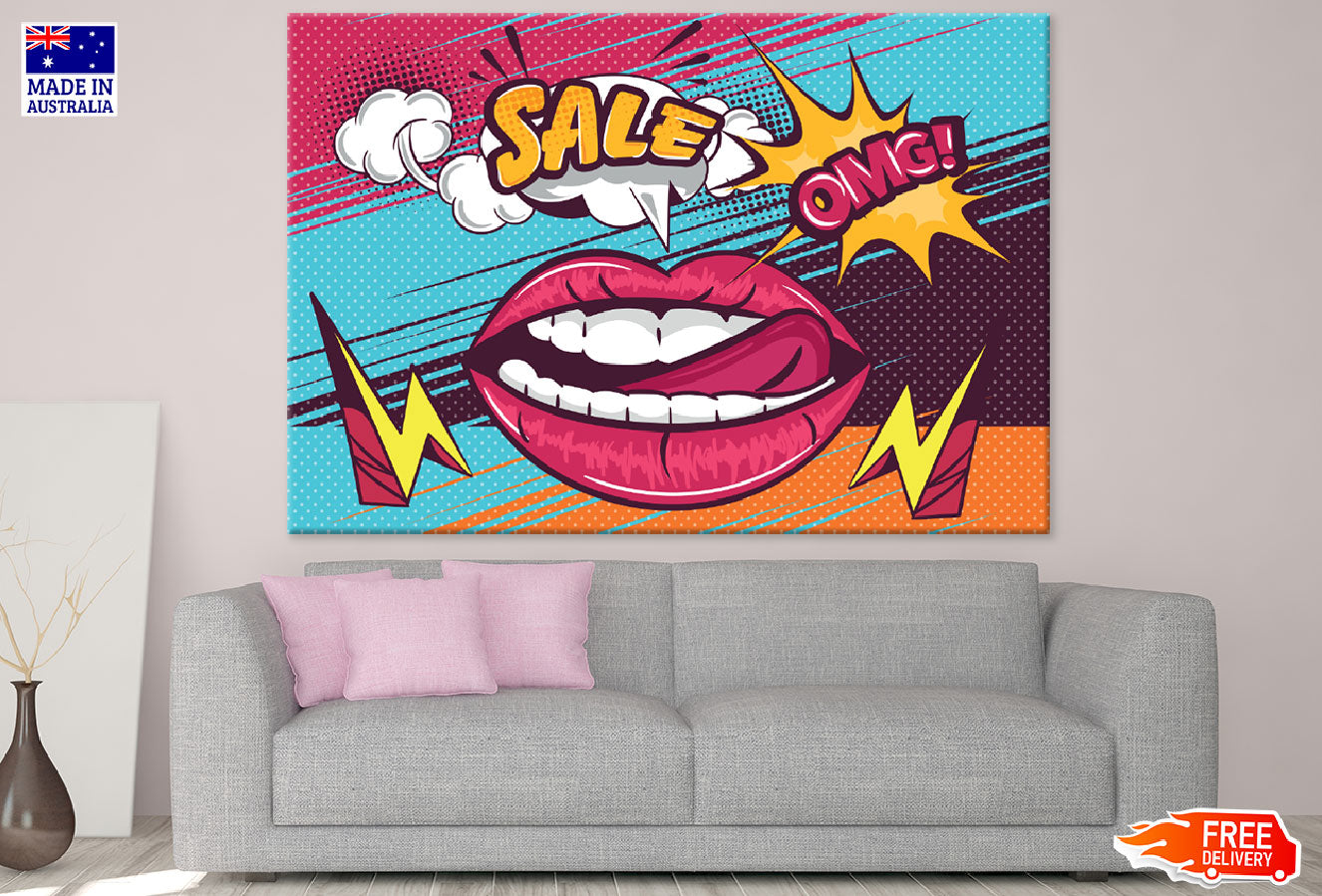 Girl Mouth & Sale Omg Quote Illustration Print 100% Australian Made