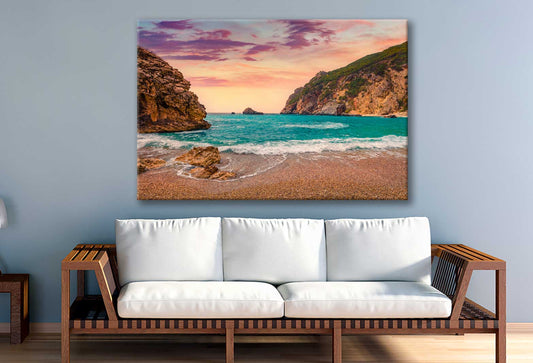Bella Home Rock Ionian Sea With Huge Rocks Print Canvas Ready to hang