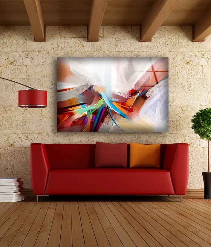 Blue White Red Abstract Painting Acrylic Glass Print Tempered Glass Wall Art 100% Made in Australia Ready to Hang