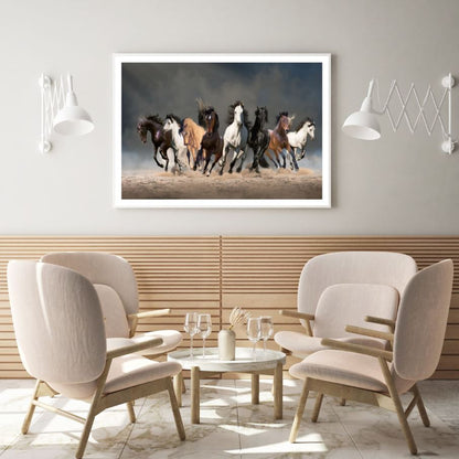 Horses Running on Sand Photograph Home Decor Premium Quality Poster Print Choose Your Sizes