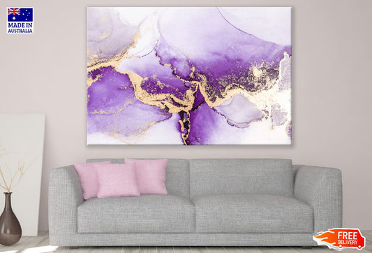 Gold Purple & White Abstract Design Print 100% Australian Made