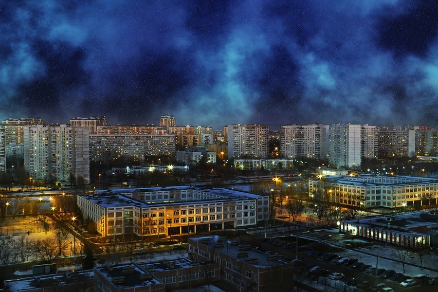 Solntsevo City Moscow Night View Photograph Print 100% Australian Made