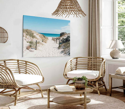 Bella Home Sand Sea Path With Grass & Rock Print Canvas Ready to hang