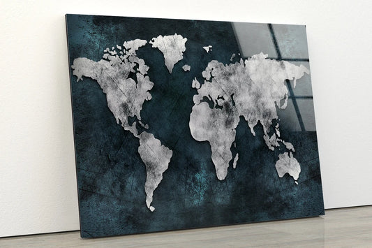 World Map Design Acrylic Glass Print Tempered Glass Wall Art 100% Made in Australia Ready to Hang