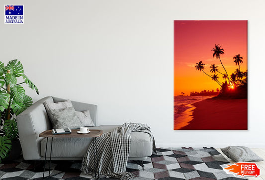 Warm Sunset Sea with Palm Trees Photograph Print 100% Australian Made