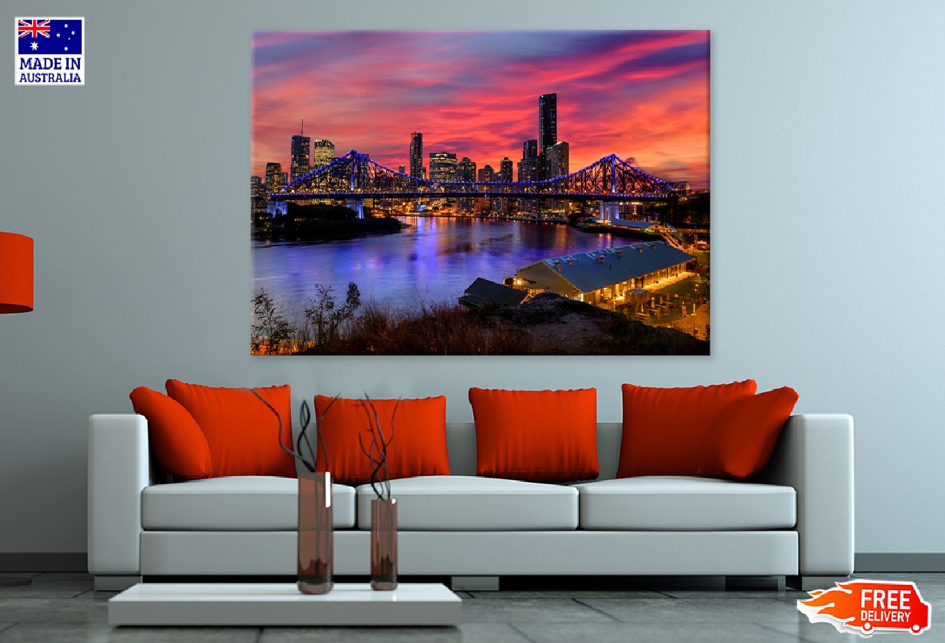 Brisbane Bridge Sunset View Photograph Print 100% Australian Made