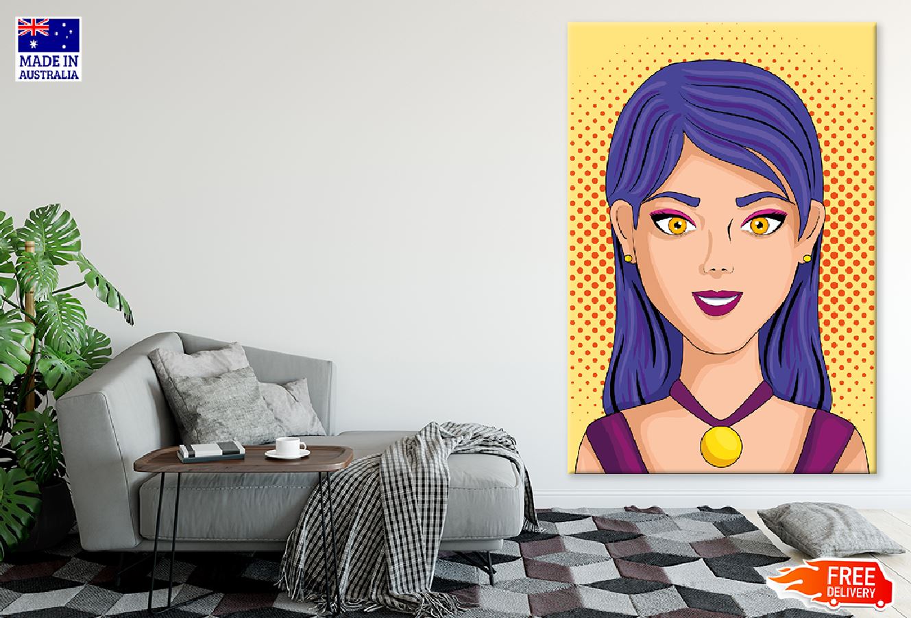 Hot Girl With Purple Hair Illustration Print 100% Australian Made
