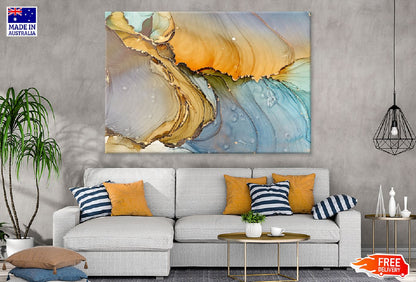 Blue Orange & Gold Abstract Design Print 100% Australian Made