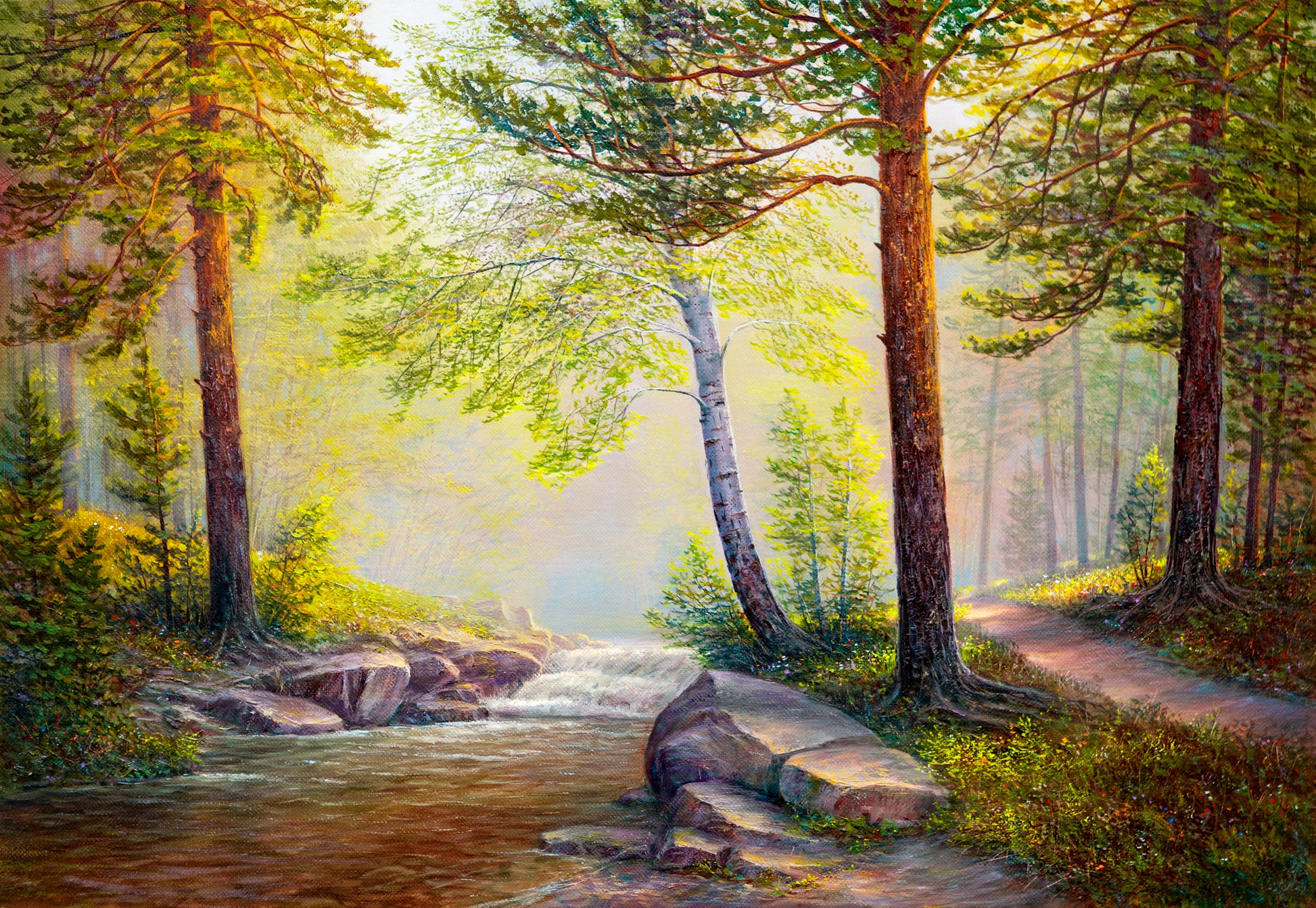 Wallpaper Murals Peel and Stick Removable Stunning Forest Watercolor Painting High Quality