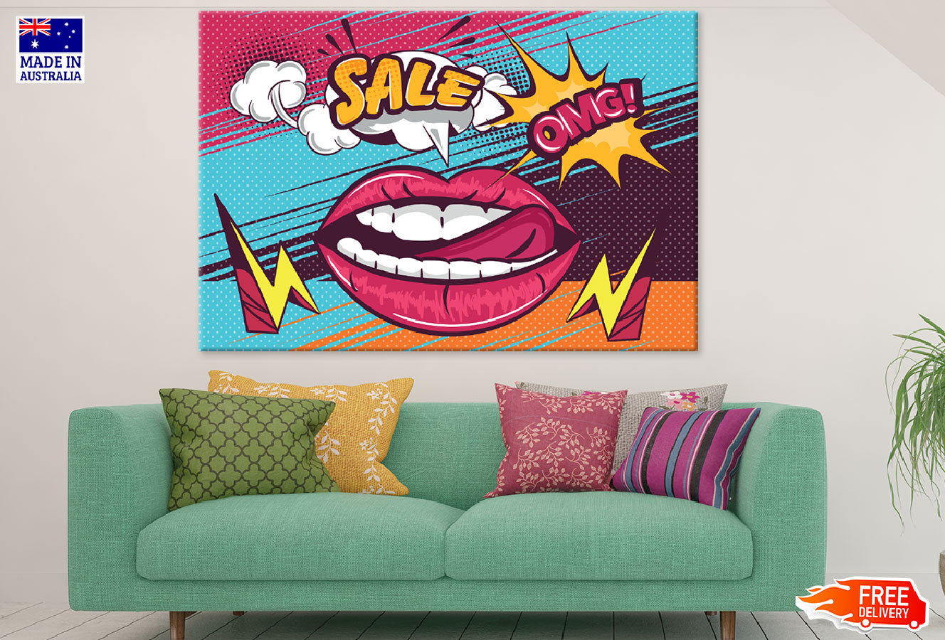 Girl Mouth & Sale Omg Quote Illustration Print 100% Australian Made