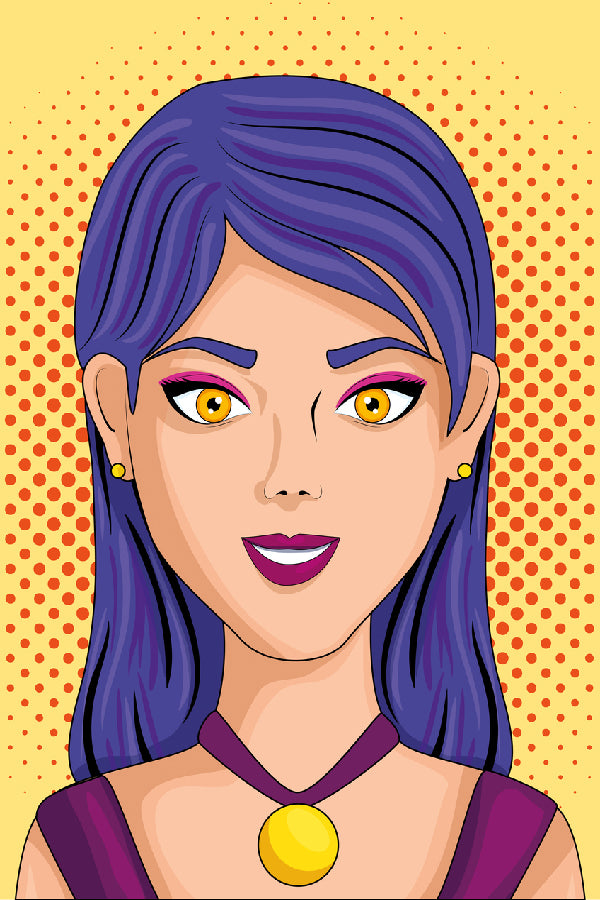 Hot Girl With Purple Hair Illustration Print 100% Australian Made