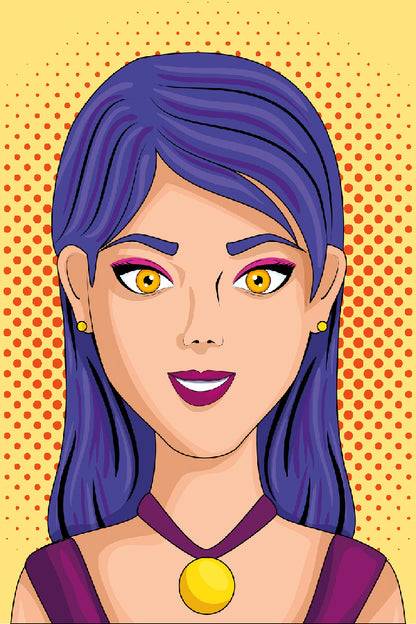 Hot Girl With Purple Hair Illustration Print 100% Australian Made