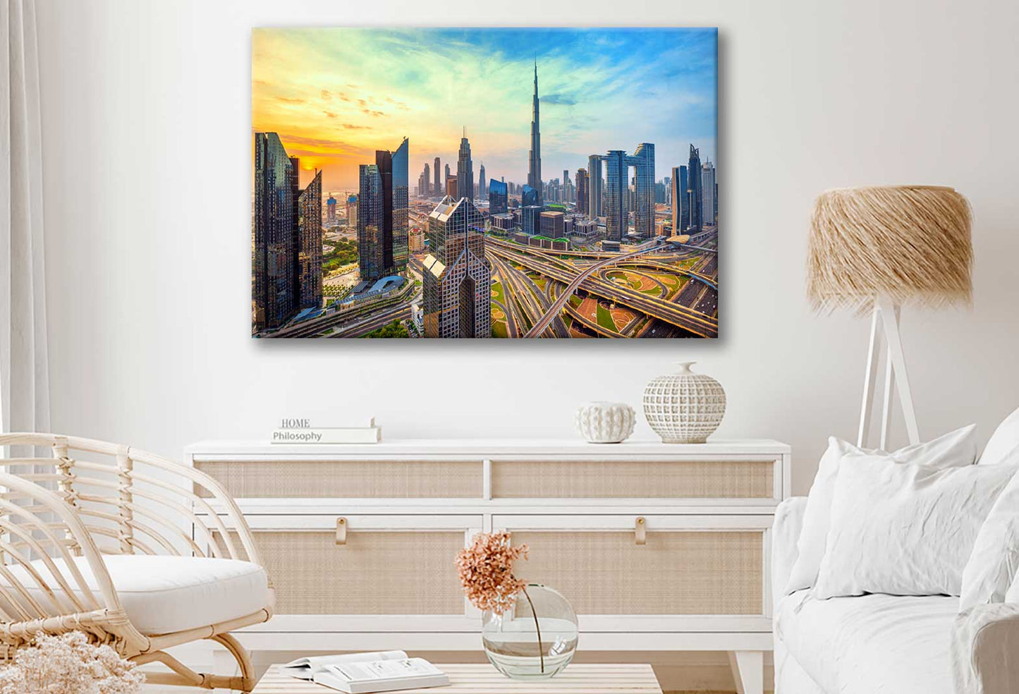 Bella Home Dubai City Skyline Sunset View Print Canvas Ready to hang