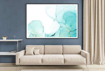 Blue Green & Gold Splash Abstract Design Home Decor Premium Quality Poster Print Choose Your Sizes
