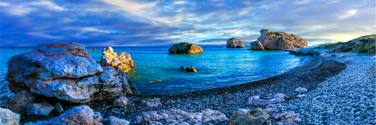 Panoramic Canvas Petra tou Romiou Sea View Photograph High Quality 100% Australian Made Wall Canvas Print Ready to Hang
